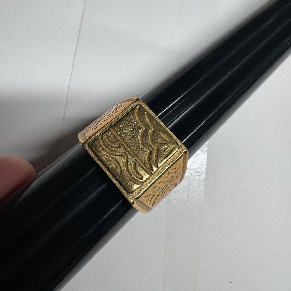 Men gold tone ring 18k solid brass signet ring